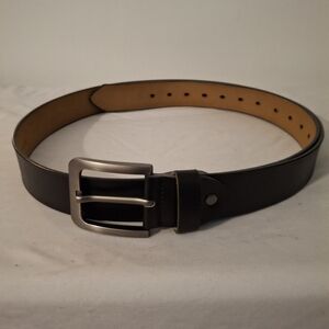 Black Genuine Leather Men's Wide Belt With Gun Metal Buckle